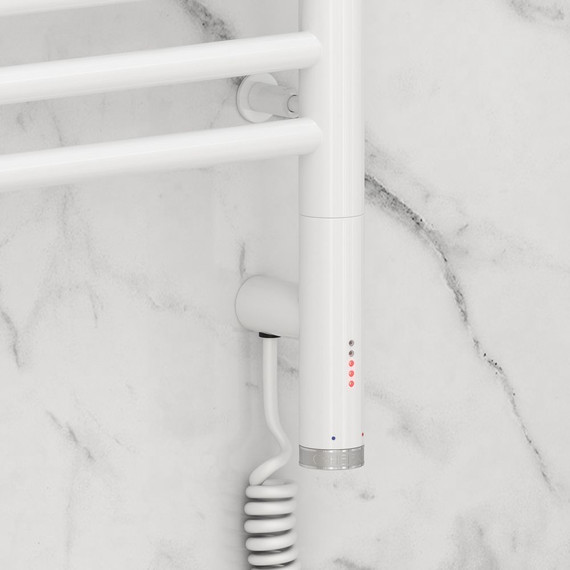 Полотенцесушитель электрический Сунержа Богема с полкой 3.0 П20 1200x400 мм (прямая перемычка) 12-5807-1240 R, белый фото 3