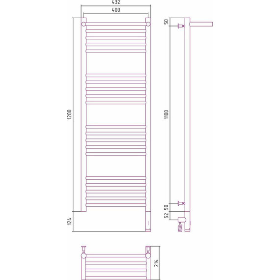 Полотенцесушитель электрический Сунержа Богема с полкой 3.0 П20 1200x400 мм (прямая перемычка) 00-5807-1240 R фото 6