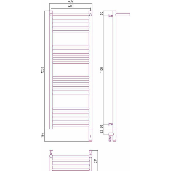 Полотенцесушитель электрический Сунержа Богема с полкой 3.0 П20 1200x400 мм (прямая перемычка) 31-5807-1240 R, чёрный матовый фото 5