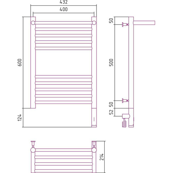 Полотенцесушитель электрический Сунержа Богема с полкой 3.0 П10 600x400 мм (прямая перемычка) 03-5807-6040 R, золото фото 5