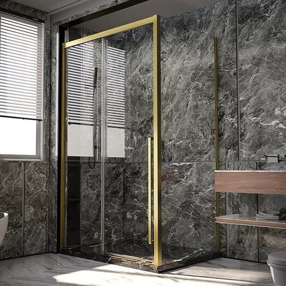 Душевое ограждение Veconi Premium Trento 130x90 см PTC30-SP-13090-G-01-C4 (стекло 8 мм), золото/прозрачное фото 