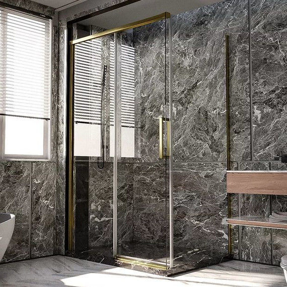 Душевое ограждение Veconi Premium Trento 120x100 см PTC40-SP-120100-G-01-C4 (стекло 8 мм), золото/прозрачное фото 