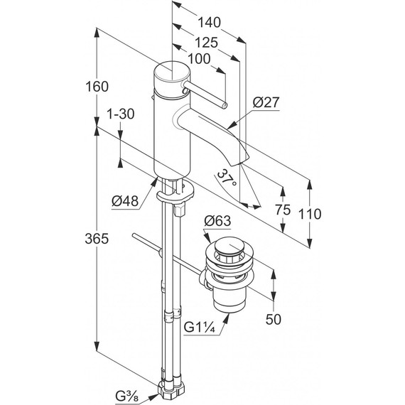 Смеситель для раковины Kludi Bozz 382770576 - 2 Смеситель для раковины Kludi Bozz 382770576 фото 2