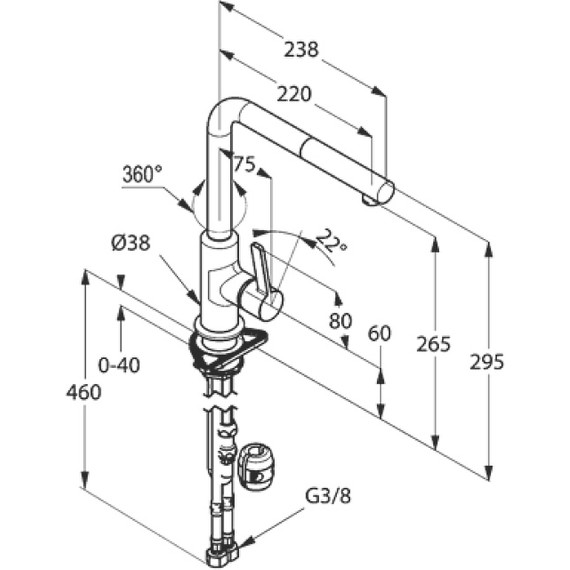 Смеситель для кухни Kludi L-Ine 408518775, черный матовый/хром фото 3