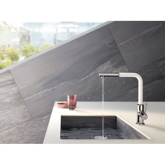 Смеситель для кухни Kludi L-Ine 408519375, белый матовый/хром фото 3