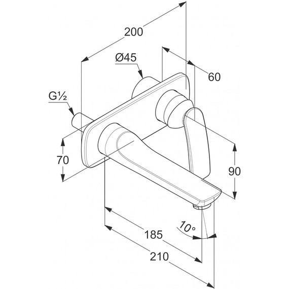 Смеситель для раковины настенный Kludi Balance 185 мм 522468775, черный матовый/хром фото 2