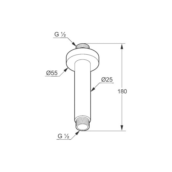 Кронштейн потолочный для верхнего душа Kludi A-QA 6651587-00, 150 мм, чёрный матовый/хром фото 2