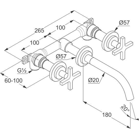 Смеситель для раковины настенный Kludi Nova Fonte Classic 201440520 фото 3