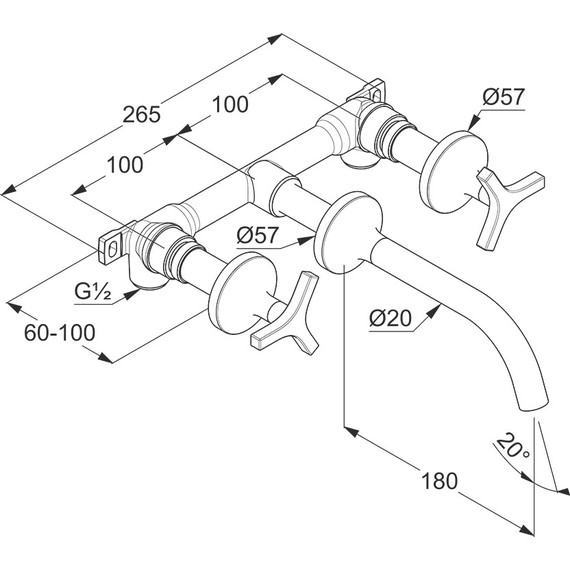 Смеситель для раковины настенный Kludi Nova Fonte Deco 201440539 фото 2