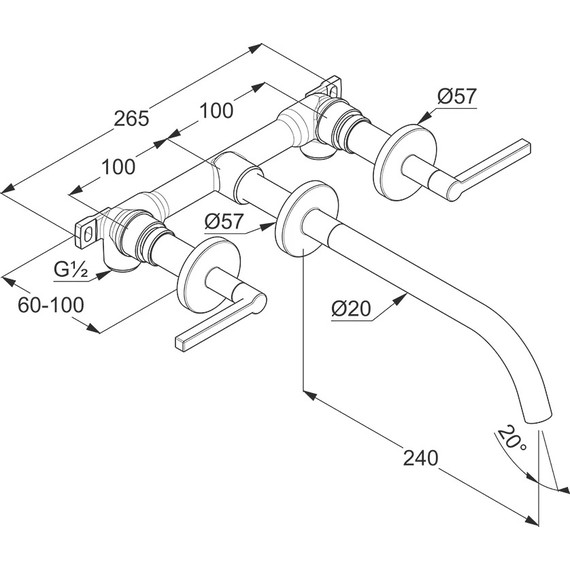 Смеситель для раковины настенный Kludi Nova Fonte Puristic 201460515 фото 3