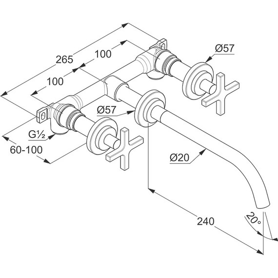 Смеситель для раковины настенный Kludi Nova Fonte Classic 201460520 фото 2