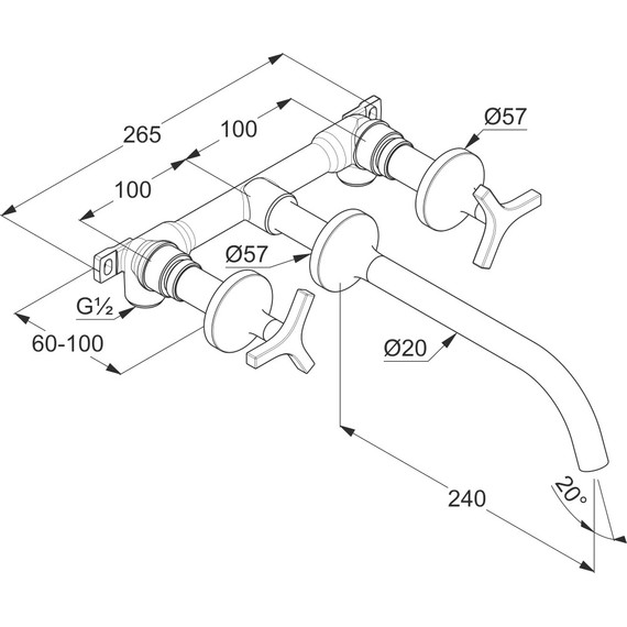 Смеситель для раковины настенный Kludi Nova Fonte Deco 201460539 фото 3