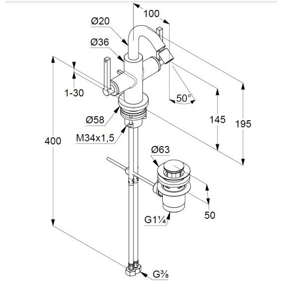 Смеситель для биде Kludi Nova Fonte Puristic 203133915, черный матовый фото 2