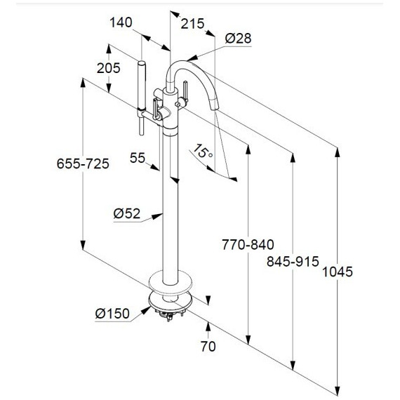 Смеситель для ванны Kludi Nova Fonte Puristic 205900515 фото 3