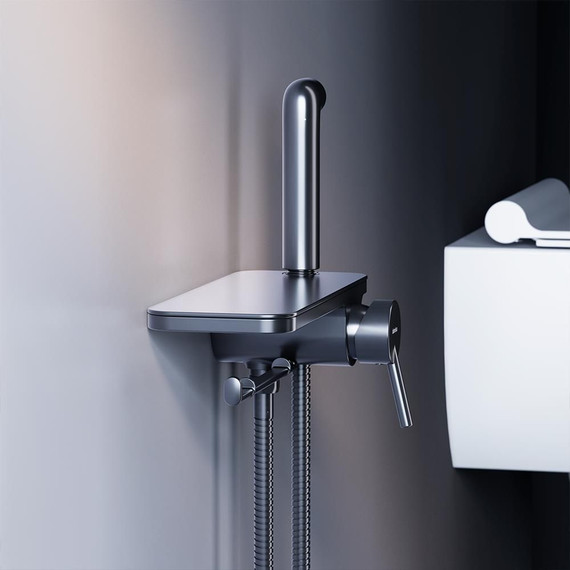 Набор для гигиенического душа Damixa Jupiter с полкой 773500301, черный фото 3