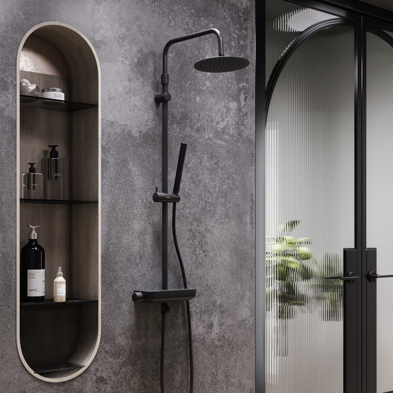 Душевая стойка с термостатом Damixa Scandinavian Pure 936760300, черный - 2 Душевая стойка с термостатом Damixa Scandinavian Pure 936760300, черный фото 2