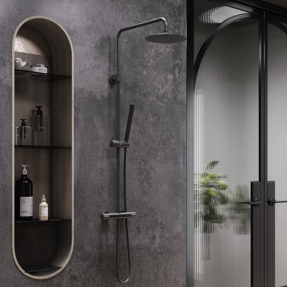 Душевая стойка с термостатом Damixa Scandinavian Pure 936800300, черный - 2 Душевая стойка с термостатом Damixa Scandinavian Pure 936800300, черный фото 2