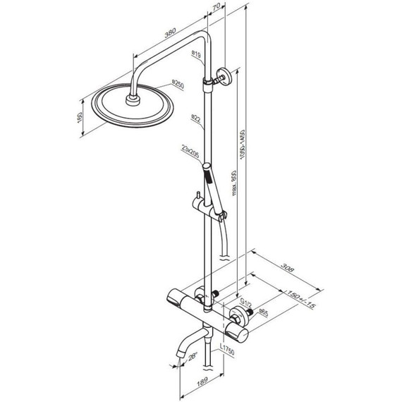 Душевая стойка с термостатом Damixa Scandinavian Pure 936810300, черный - 7 Душевая стойка с термостатом Damixa Scandinavian Pure 936810300, черный фото 7