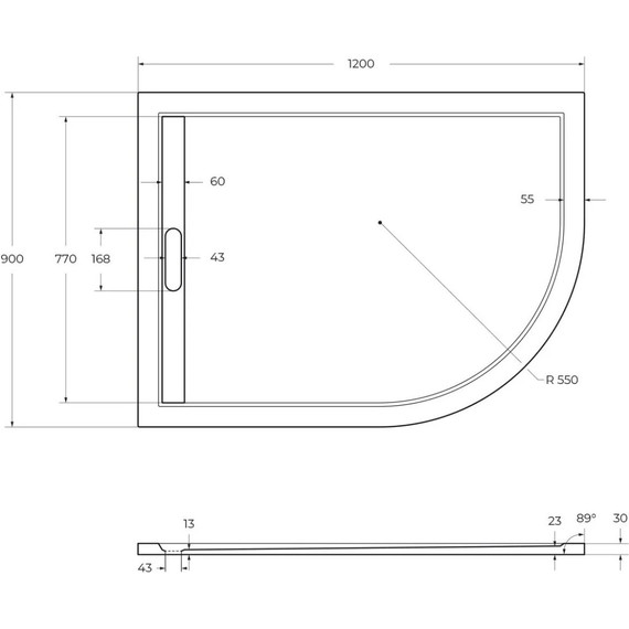 Мраморный поддон Cezares TRAY-AS-RH-120/90-550-30-W-L 120х90 см фото 4