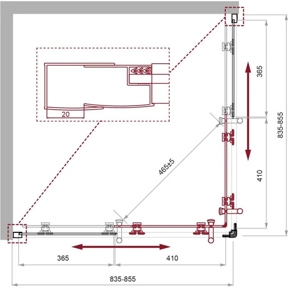 Душевое ограждение BelBagno 85x85 см UNO-195-A-2-85-P-Cr, хром/матовое - 7 Душевое ограждение BelBagno 85x85 см UNO-195-A-2-85-P-Cr, хром/матовое фото 7