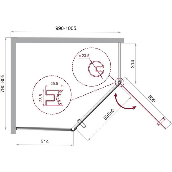 Душевое ограждение BelBagno 100x100 см UNO-195-P-1-100-C-Cr, хром/прозрачное - 2 Душевое ограждение BelBagno 100x100 см UNO-195-P-1-100-C-Cr, хром/прозрачное фото 2