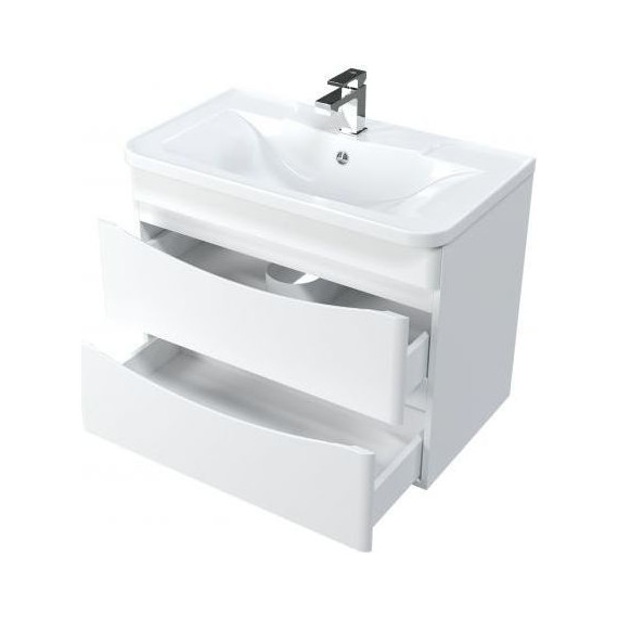 Тумба подвесная с раковиной Mirsant Bravo 80 см (раковина adel 80) белый - 2 Тумба подвесная с раковиной Mirsant Bravo 80 см (раковина adel 80) белый фото 2
