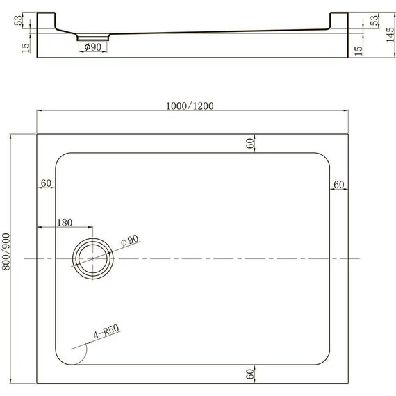 Поддон Veconi Tezeo 120x90 см TZ54B-12090-C5, черный фото 2