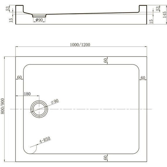 Поддон Veconi Tezeo 120x80 см TZ54-12080-C5 фото 2