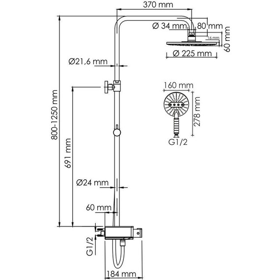 Душевая стойка с термостатом WasserKraft A113.067.059.CH Thermo - 3 Душевая стойка с термостатом WasserKraft A113.067.059.CH Thermo фото 3