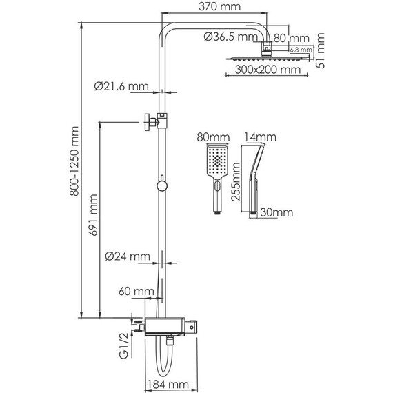 Душевая стойка с термостатом WasserKraft A113.069.126.CH Thermo - 3 Душевая стойка с термостатом WasserKraft A113.069.126.CH Thermo фото 3
