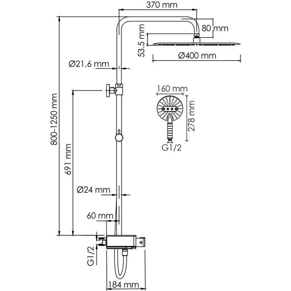 Душевая стойка с термостатом WasserKraft A113.117.059.CH Thermo - 3 Душевая стойка с термостатом WasserKraft A113.117.059.CH Thermo фото 3