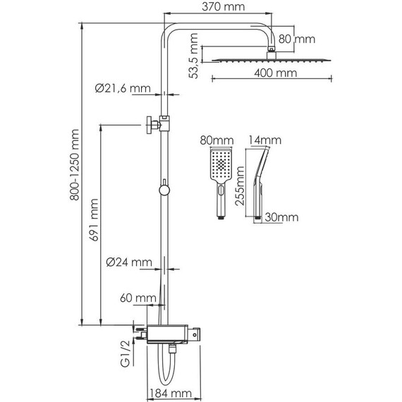 Душевая стойка с термостатом WasserKraft A113.119.126.CH Thermo - 3 Душевая стойка с термостатом WasserKraft A113.119.126.CH Thermo фото 3