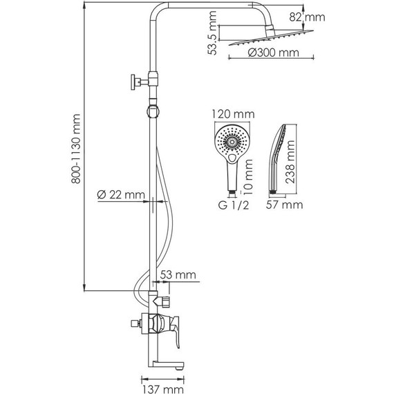 Душевая стойка WasserKraft A166.116.101.087.CH - 3 Душевая стойка WasserKraft A166.116.101.087.CH фото 3