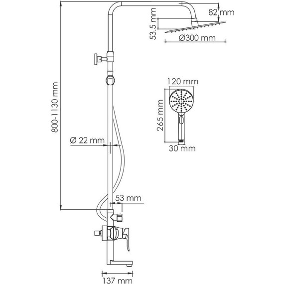 Душевая стойка WasserKraft A166.116.127.087.CH - 3 Душевая стойка WasserKraft A166.116.127.087.CH фото 3