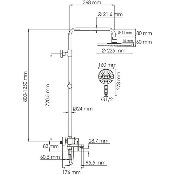 Душевая стойка WasserKraft A185.067.059.WM, белый - 3 Душевая стойка WasserKraft A185.067.059.WM, белый фото 3