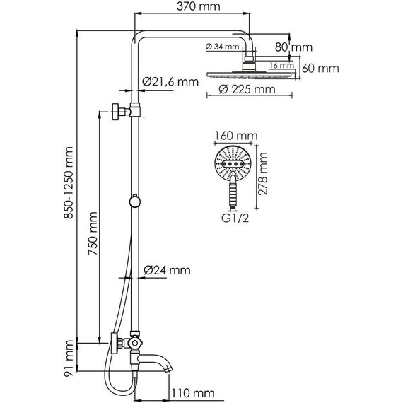 Душевая стойка с термостатом WasserKraft A188.067.059.WM Thermo, хром/белый - 3 Душевая стойка с термостатом WasserKraft A188.067.059.WM Thermo, хром/белый фото 3