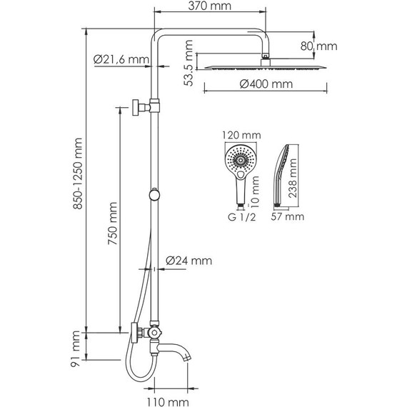 Душевая стойка с термостатом WasserKraft A188.117.101.087.CH Thermo - 3 Душевая стойка с термостатом WasserKraft A188.117.101.087.CH Thermo фото 3