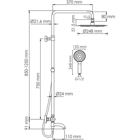 Душевая стойка с термостатом WasserKraft A188.208.207.PG Thermo, глянцевое золото - 3 Душевая стойка с термостатом WasserKraft A188.208.207.PG Thermo, глянцевое золото фото 3