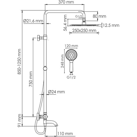 Душевая стойка с термостатом WasserKraft A188.256.207.PG Thermo, глянцевое золото - 3 Душевая стойка с термостатом WasserKraft A188.256.207.PG Thermo, глянцевое золото фото 3