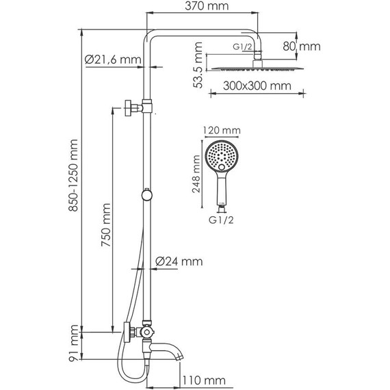 Душевая стойка с термостатом WasserKraft A188.261.207.PG Thermo, глянцевое золото - 3 Душевая стойка с термостатом WasserKraft A188.261.207.PG Thermo, глянцевое золото фото 3