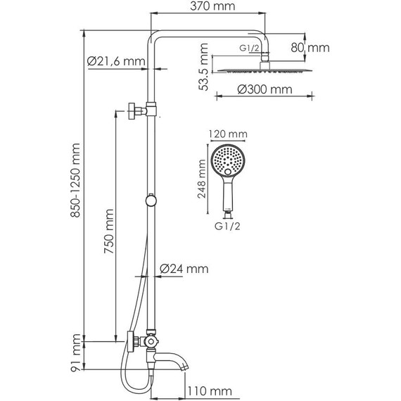 Душевая стойка с термостатом WasserKraft A188.263.207.PG Thermo, глянцевое золото - 3 Душевая стойка с термостатом WasserKraft A188.263.207.PG Thermo, глянцевое золото фото 3