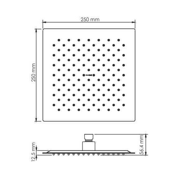 Верхний душ WasserKraft 250x250 мм A255, черный фото 2
