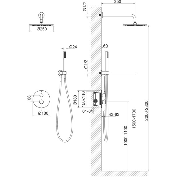 Душевая система для душа Timo Saona SX-2369/17SM, золото матовое фото 2
