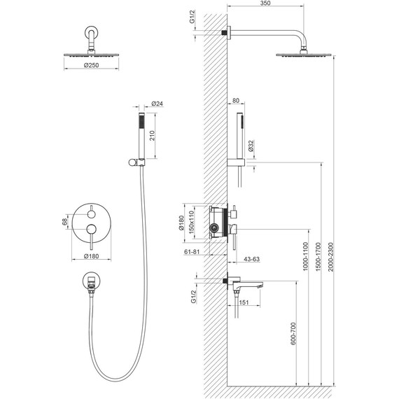 Душевая система для ванны Timo Saona SX-2379/17SM, золото матовое фото 2