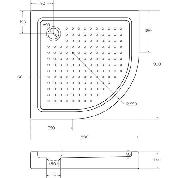 Акриловый поддон Cezares TRAY-A-R-90-550-15-W-W0 90х90 см - 3 Акриловый поддон Cezares TRAY-A-R-90-550-15-W-W0 90х90 см фото 3