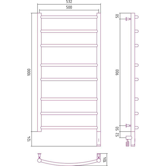 Полотенцесушитель электрический Сунержа Галант 3.0 П8 1000x500 мм 022-5801-1050 R, шампань матовый - 5 Полотенцесушитель электрический Сунержа Галант 3.0 П8 1000x500 мм 022-5801-1050 R, шампань матовый фото 5