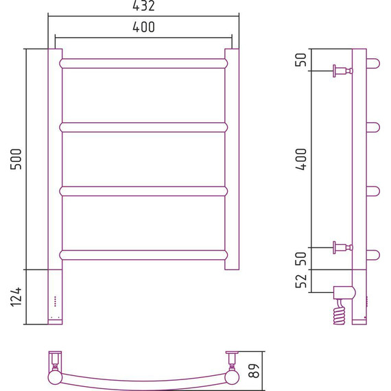 Полотенцесушитель электрический Сунержа Галант 3.0 П4 500x400 мм 05-5800-5040 L, состаренная бронза фото 5