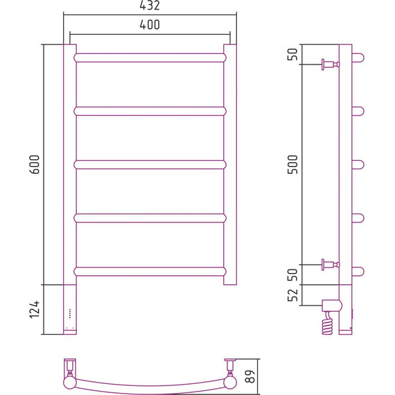Полотенцесушитель электрический Сунержа Галант 3.0 П5 600x400 мм 05-5800-6040 L, состаренная бронза фото 5