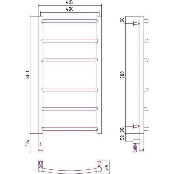 Полотенцесушитель электрический Сунержа Галант 3.0 П6 800x400 мм 05-5800-8040 L, состаренная бронза фото 5