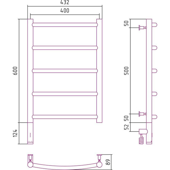 Полотенцесушитель электрический Сунержа Галант 3.0 П5 600x400 мм 071-5800-6040 L, сатин фото 5